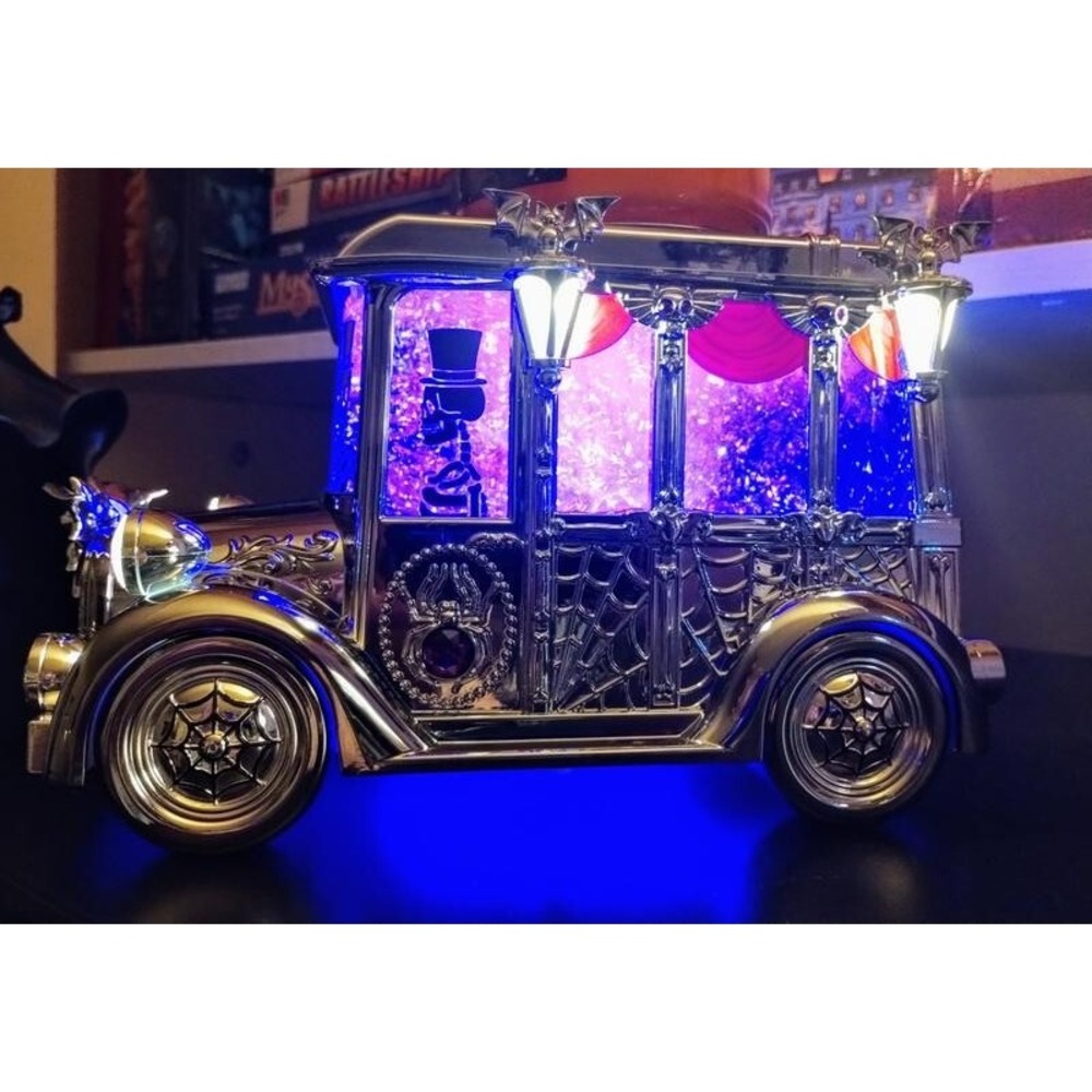 2024 NIB Bath & Body Works LIGHT UP HEARSE 💀🕷️ WATERGLOBE 3 Wick Candle Holder